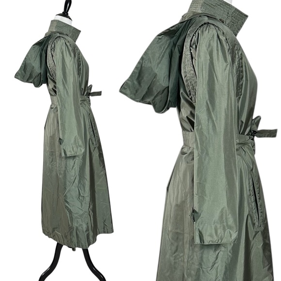 Vintage Green Trench Coat - Picture 5 of 10